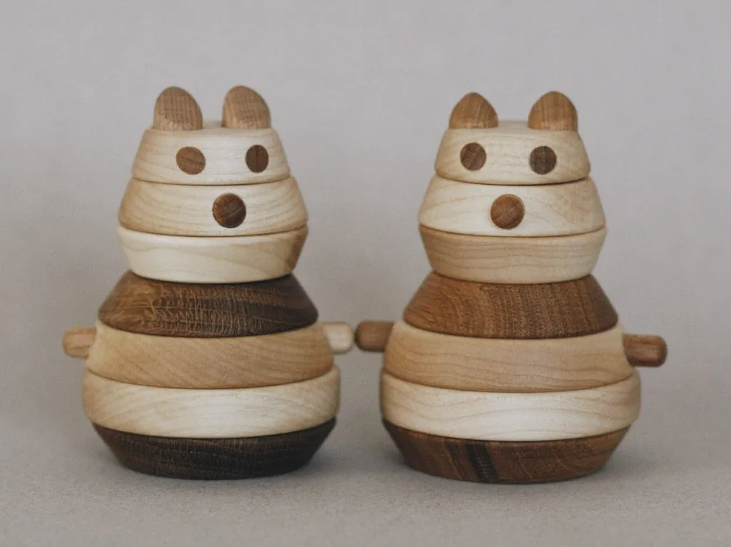 Wooden Pyramid Stacker - Cat