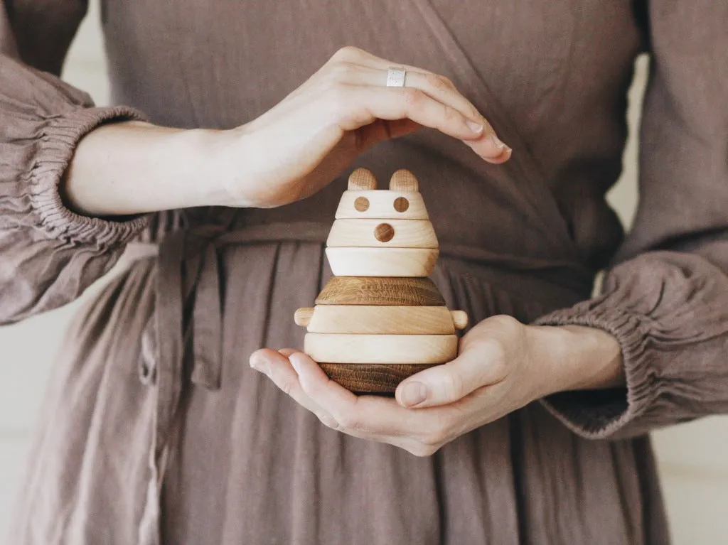 Wooden Pyramid Stacker - Cat