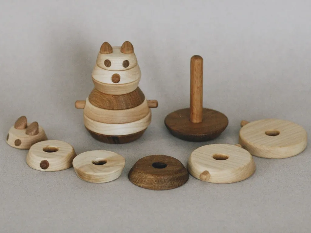 Wooden Pyramid Stacker - Cat