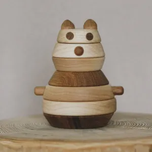 Wooden Pyramid Stacker - Cat
