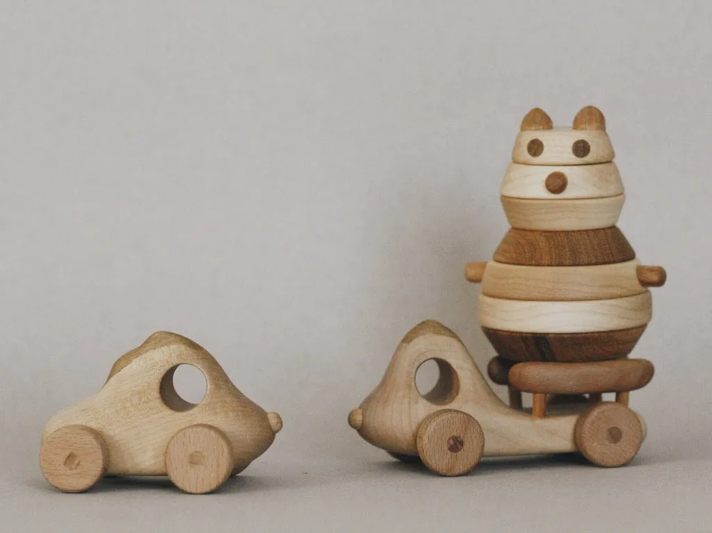 Wooden Pyramid Stacker - Cat