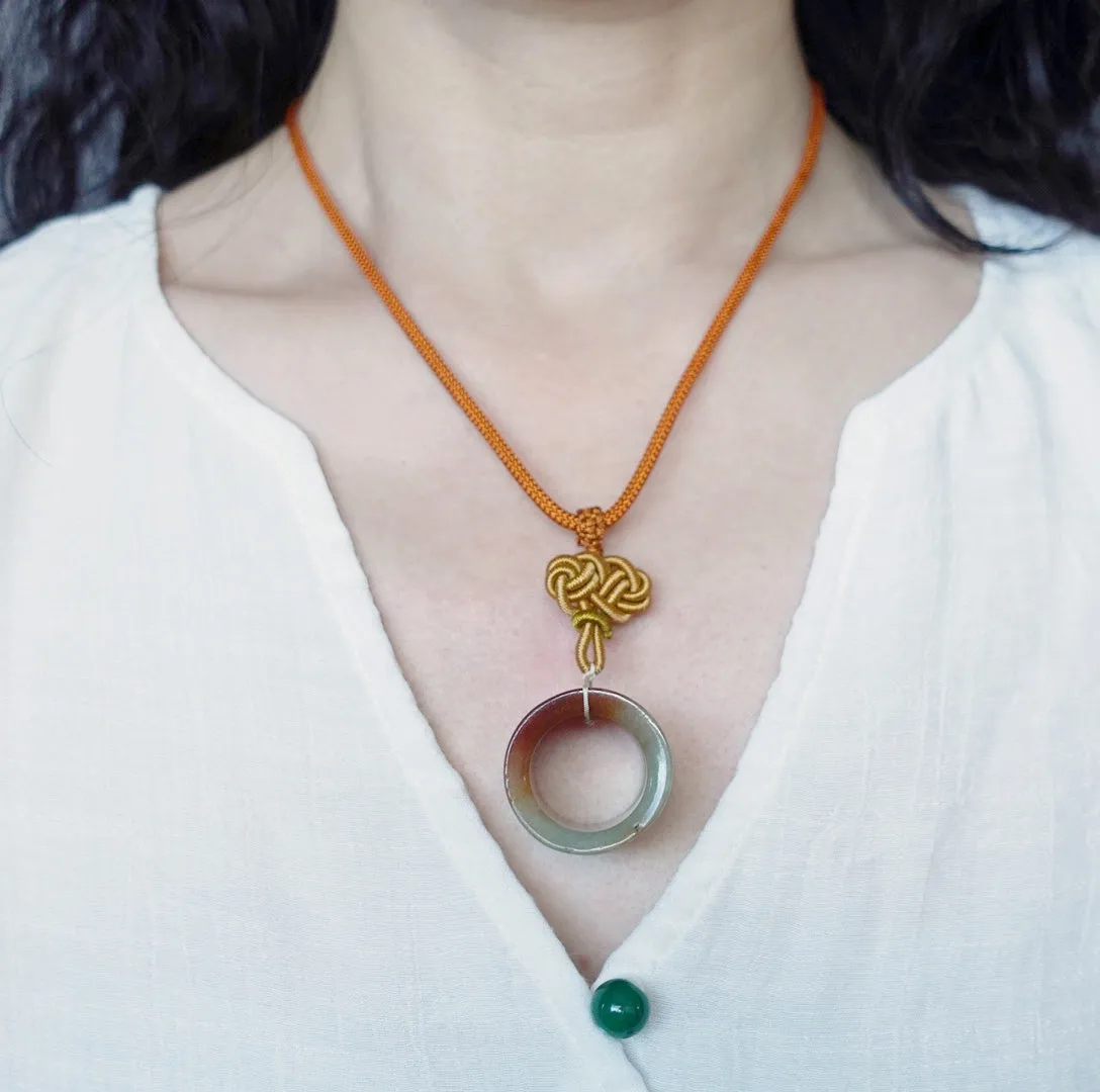 Yellow Jadeite Finger Ring Pendant Necklace