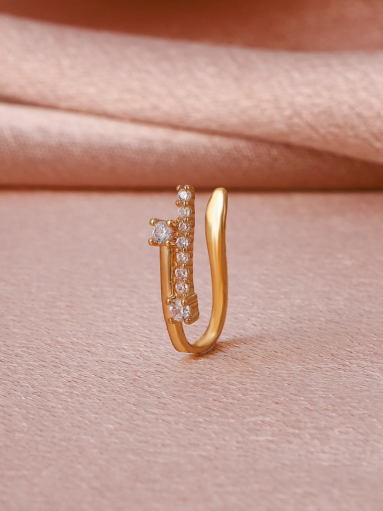 Zircon Decor Nose Cuff - Gold - FD ⚡