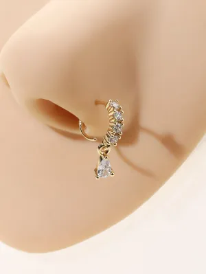 Zircon Decor Nose Ring  - Gold