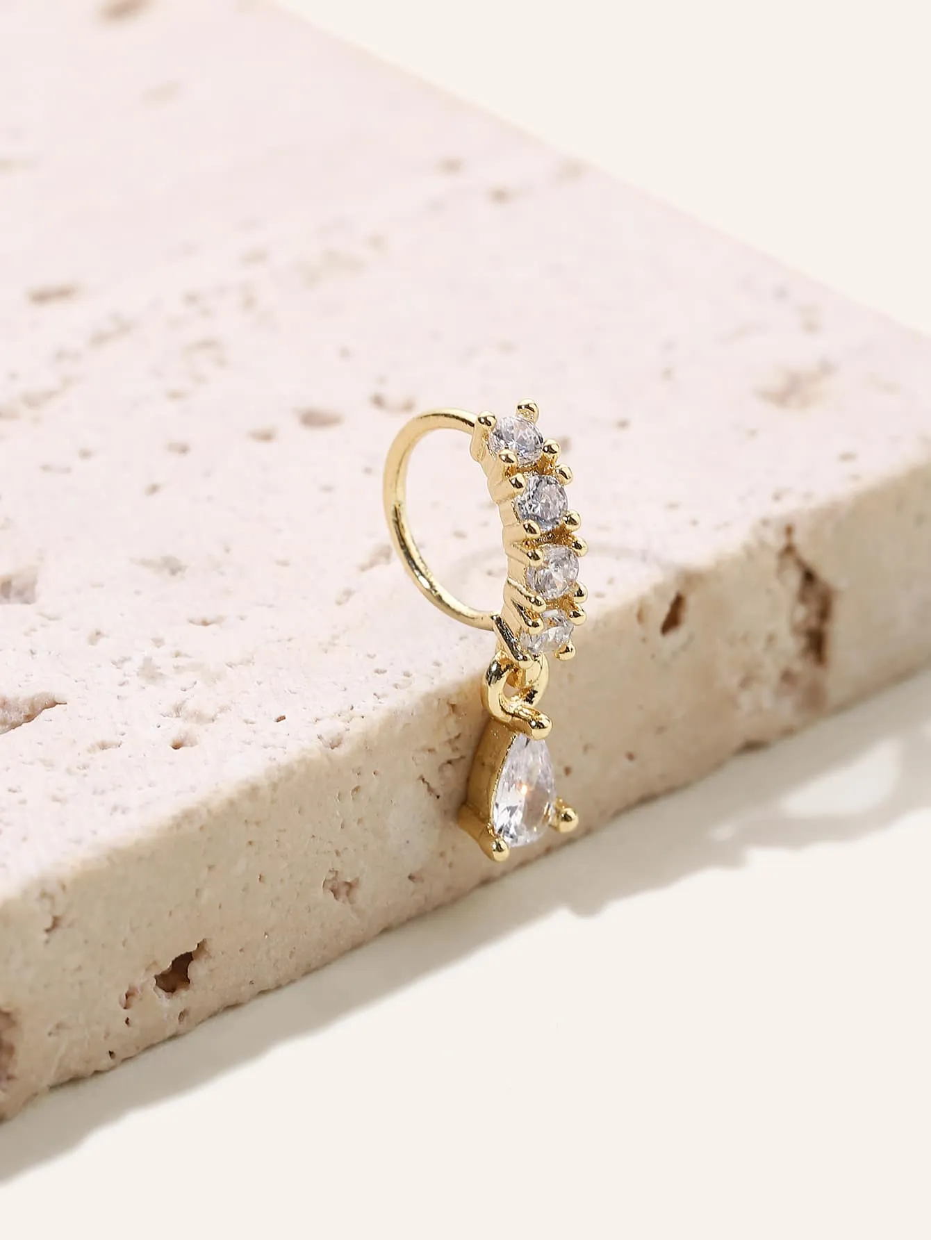 Zircon Decor Nose Ring  - Gold