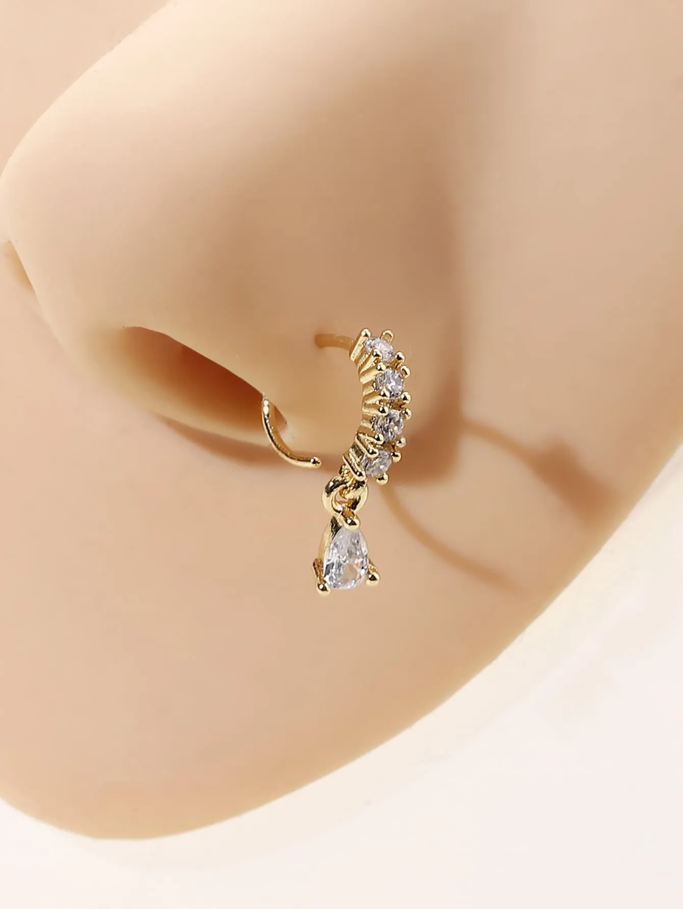 Zircon Decor Nose Ring  - Gold